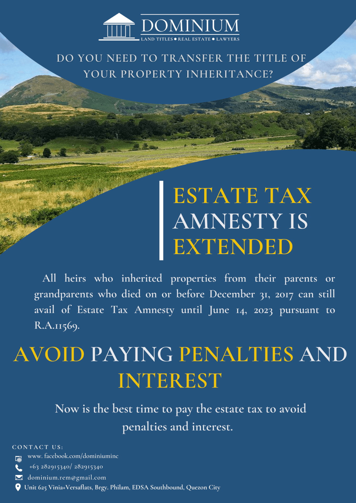 Estate Tax Amnesty Under RA No 11213 Dominium Land